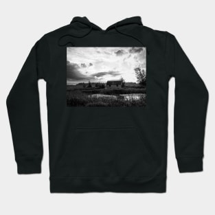 Dusk's Embrace: Barn, Grass, and Swamp Symphony V5 Hoodie